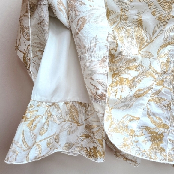 NWT Coldwater Creek Midi Skirt with Gold Tan Botanical Print, Size Medium - Picture 3 of 10